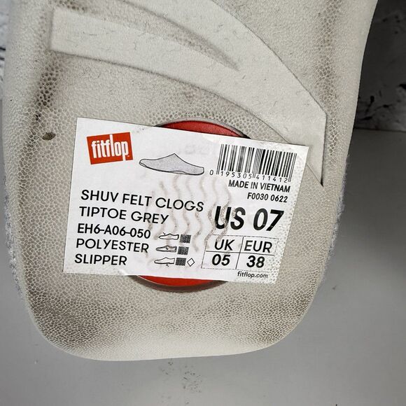 FitFlop Shuv Felt Clogs Slippers in Tiptoe Gray Slide Shoes - Picture 12 of 13